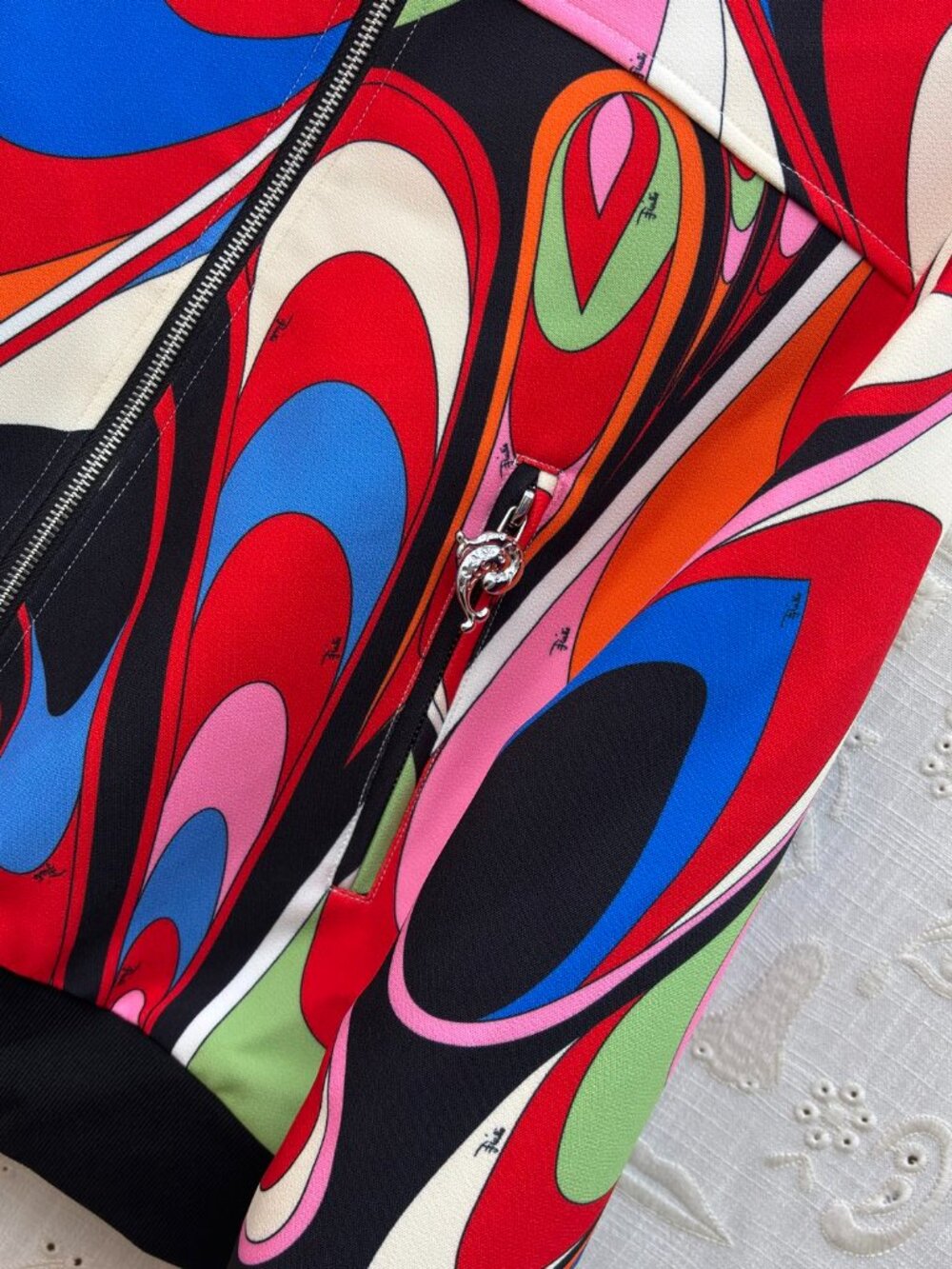 Emilio Pucci Color-Block Printed Baseball Jacket - Picture 2 of 8